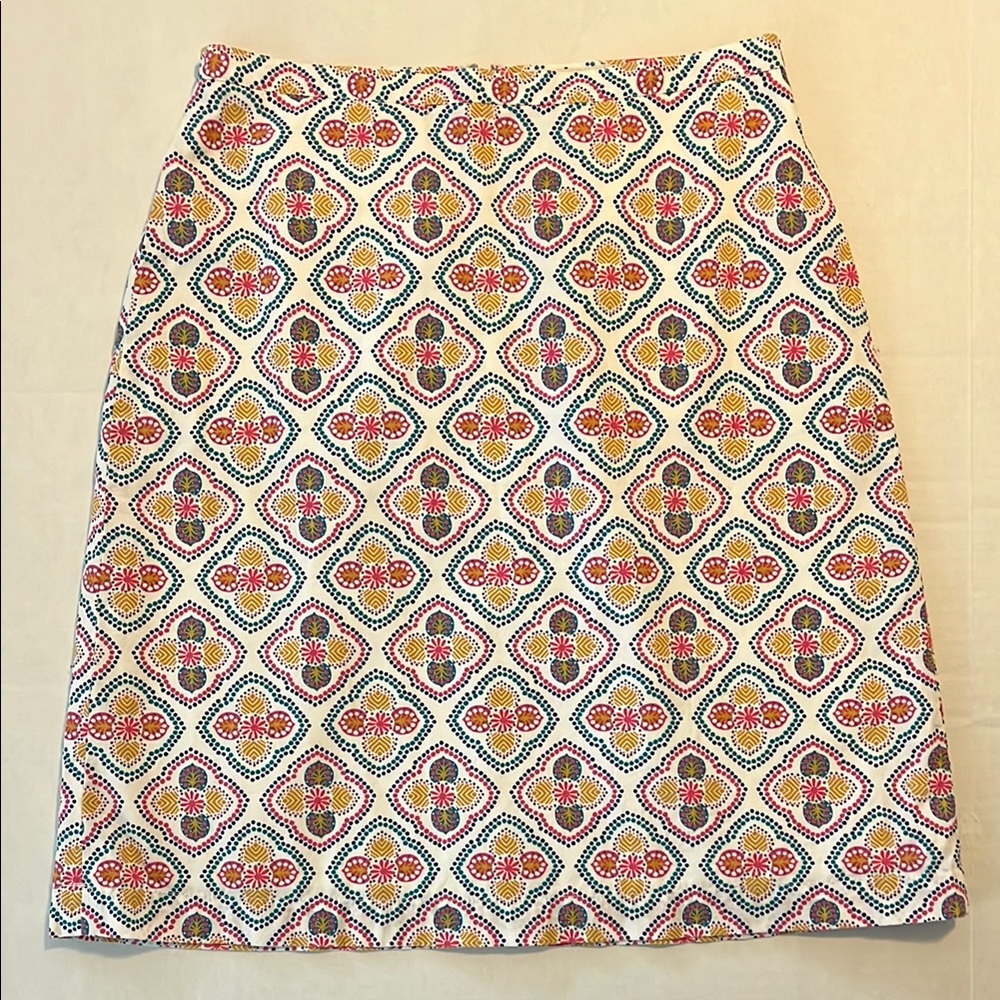 Boden A-Line Skirt Womens Size 2P 100% Cotton Zipper Colorful Work Feminine
